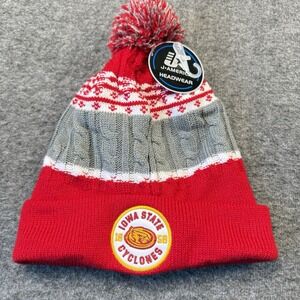 Iowa State Cyclones Beanie Winter Hat Red Knit Pom-pom NCAA College Football